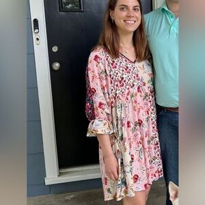 Umgee Multicolor Floral V-Neck Dress